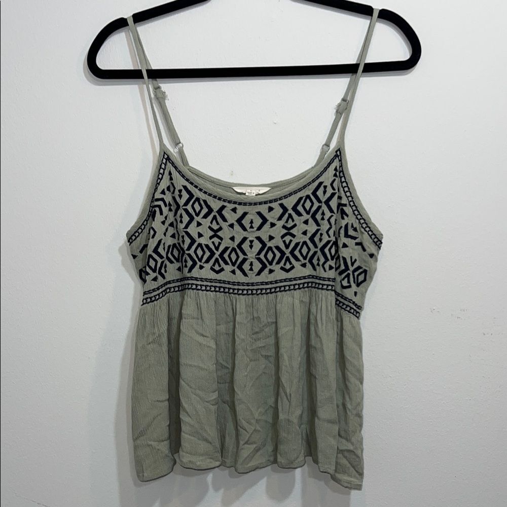 sim & Sam olive green navy blue Patterned Camisole large